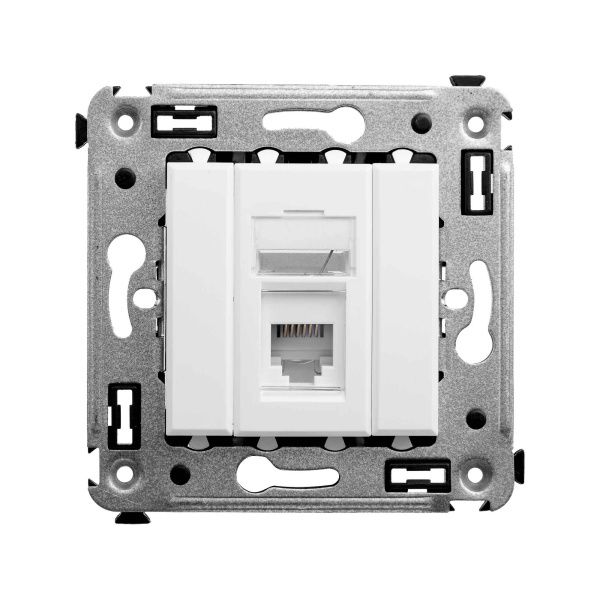 Телефонная розетка RJ-12 в стену одинарная, Avanti, белое облако Телефонная розетка RJ-12 в стену одинарная, Avanti, белое облако