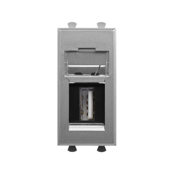 USB 2.0 розетка модульная, тип А-А, Avanti, закаленная сталь, 1 модуль USB 2.0 розетка модульная, тип А-А, Avanti, закаленная сталь, 1 модуль