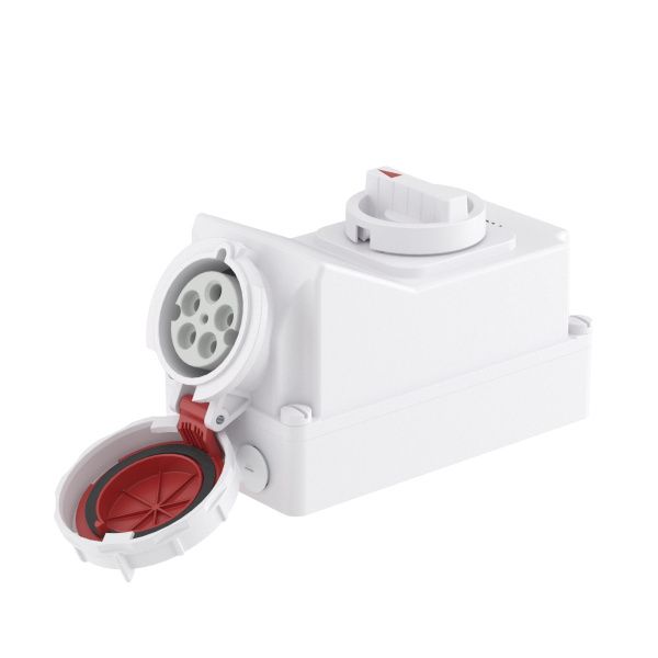 Розетка настенная с механической блокировкой и боковым расположением разъема WIS IP67 32А 3P+E+N 400В Розетка настенная с механической блокировкой и боковым расположением разъема WIS IP67 32А 3P+E+N 400В