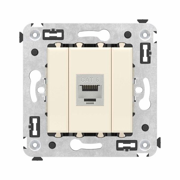 Компьютерная розетка RJ-45 без шторки в стену, кат.6 одинарная экранированная, Avanti, ванильная дымка Компьютерная розетка RJ-45 без шторки в стену, кат.6 одинарная экранированная, Avanti, ванильная дымка