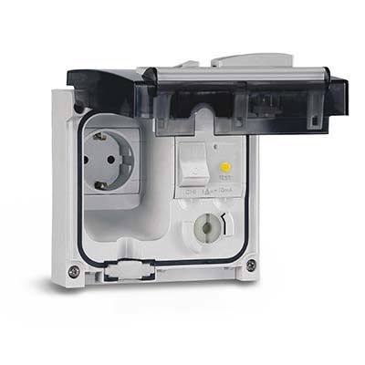 Розетка панельная. АВДТ (16А, 10мА, 3,5 кА). Защита IP56 с вставленной вилкой Розетка панельная. АВДТ (16А, 10мА, 3,5 кА). Защита IP56 с вставленной вилкой