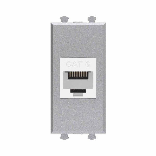 Компьютерная розетка RJ-45 без шторки модульная, кат.6, Avanti, закаленная сталь, 1 модуль Компьютерная розетка RJ-45 без шторки модульная, кат.6, Avanti, закаленная сталь, 1 модуль