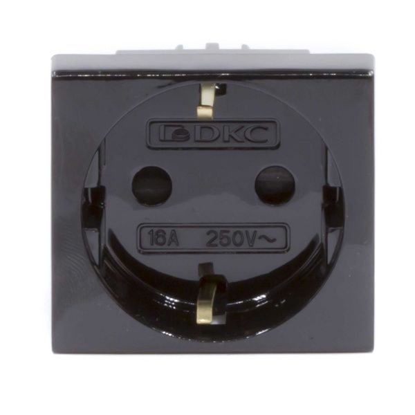 Розетка силовая 2Р+Е, со шторками, Viva, 2 мод., цвет черный Розетка силовая 2Р+Е, со шторками, Viva, 2 мод., цвет черный