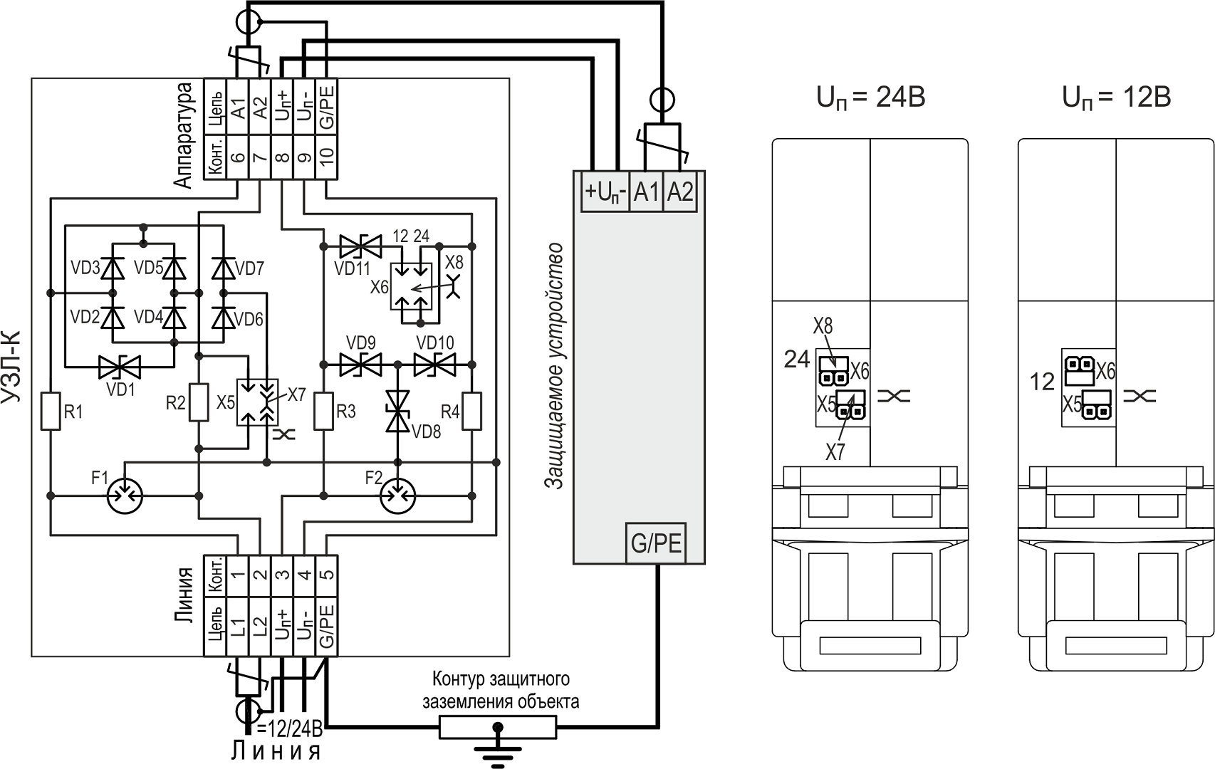 Устройство защиты цепей видеосигнала и питания УЗЛ-К. Изображение  1 Устройство защиты цепей видеосигнала и питания УЗЛ-К. Изображение  1