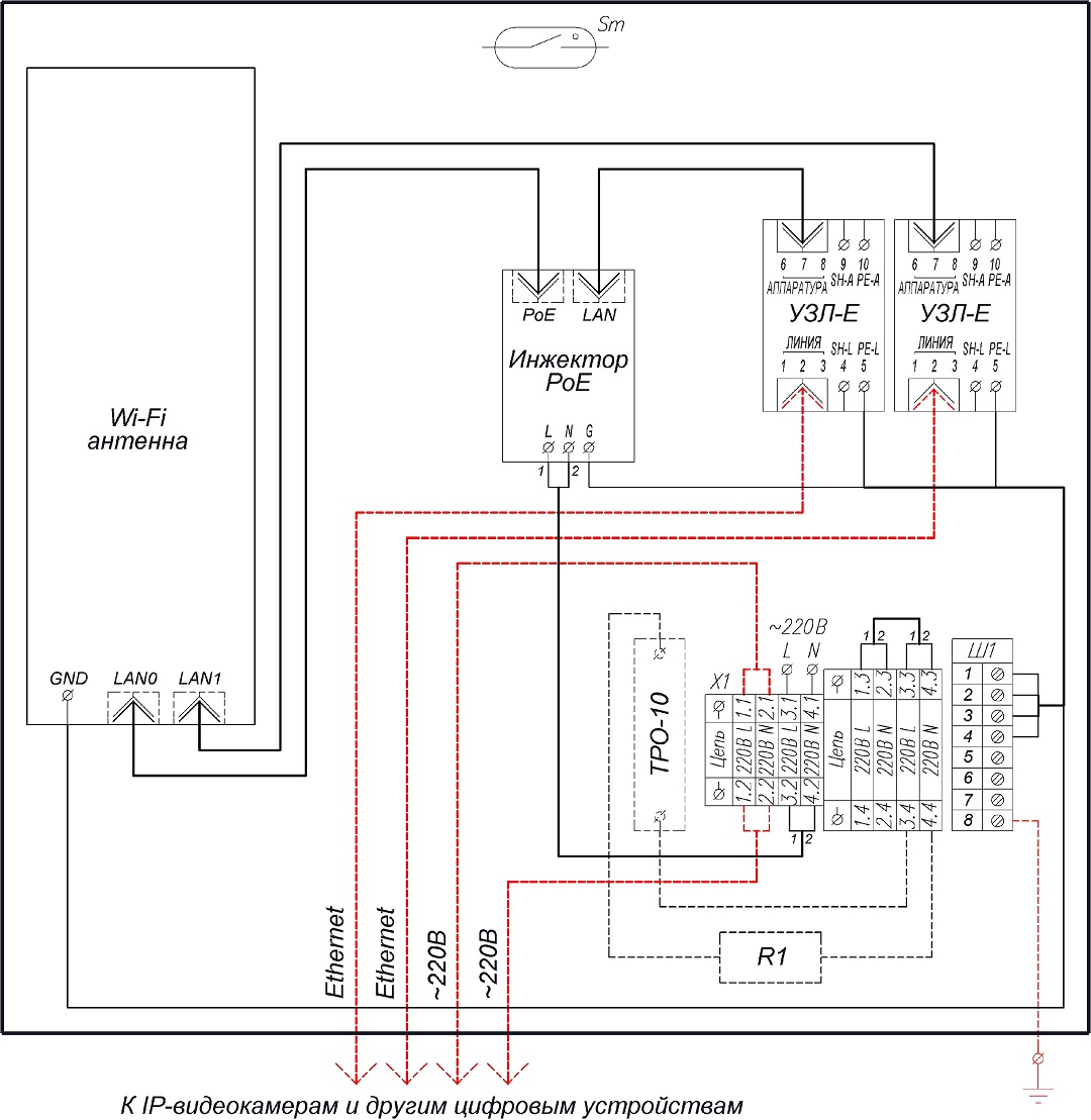 Всепогодный узел связи ВУС-1-220. Изображение 1 Схема электрическая принципиальная ВУС-1-220 исп.2 - исп.5