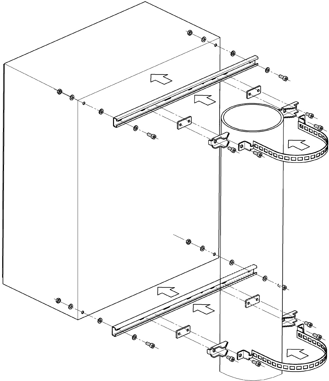 Крепление на опору для шкафов серии ТШ. Изображение  1 Установка на круглую опору