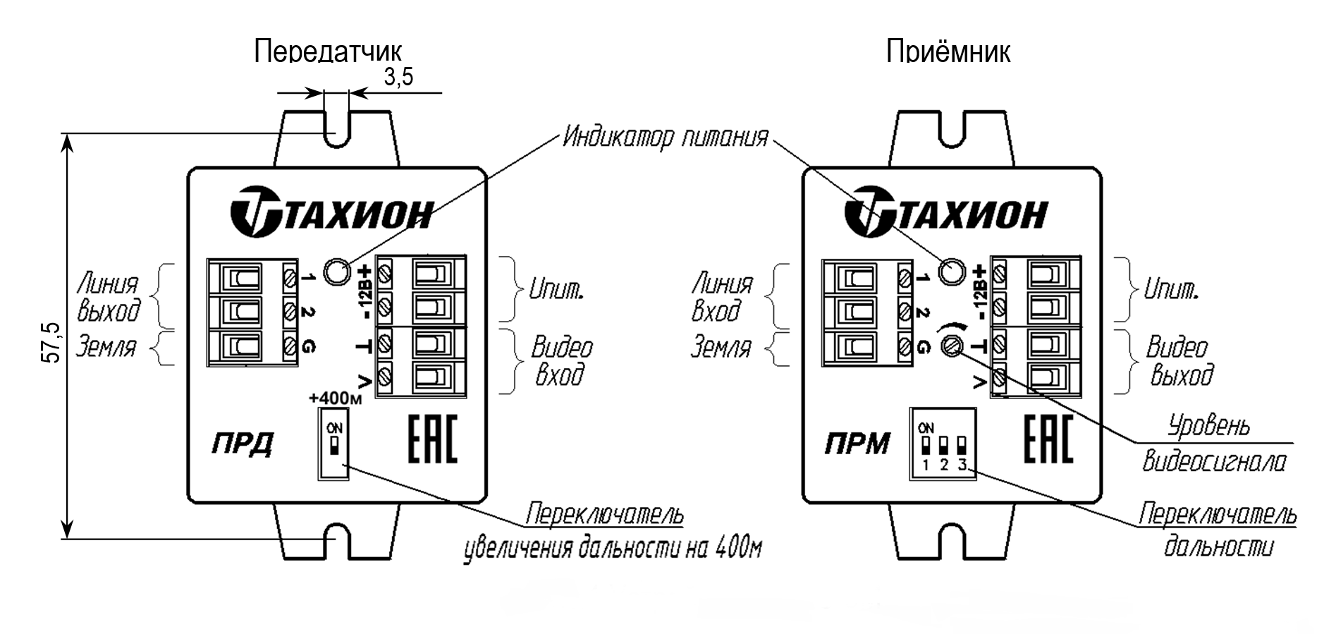 Аппаратура передачи видеосигнала по витой паре АПВС-5М. Изображение 1 Устройство АПВС-5М