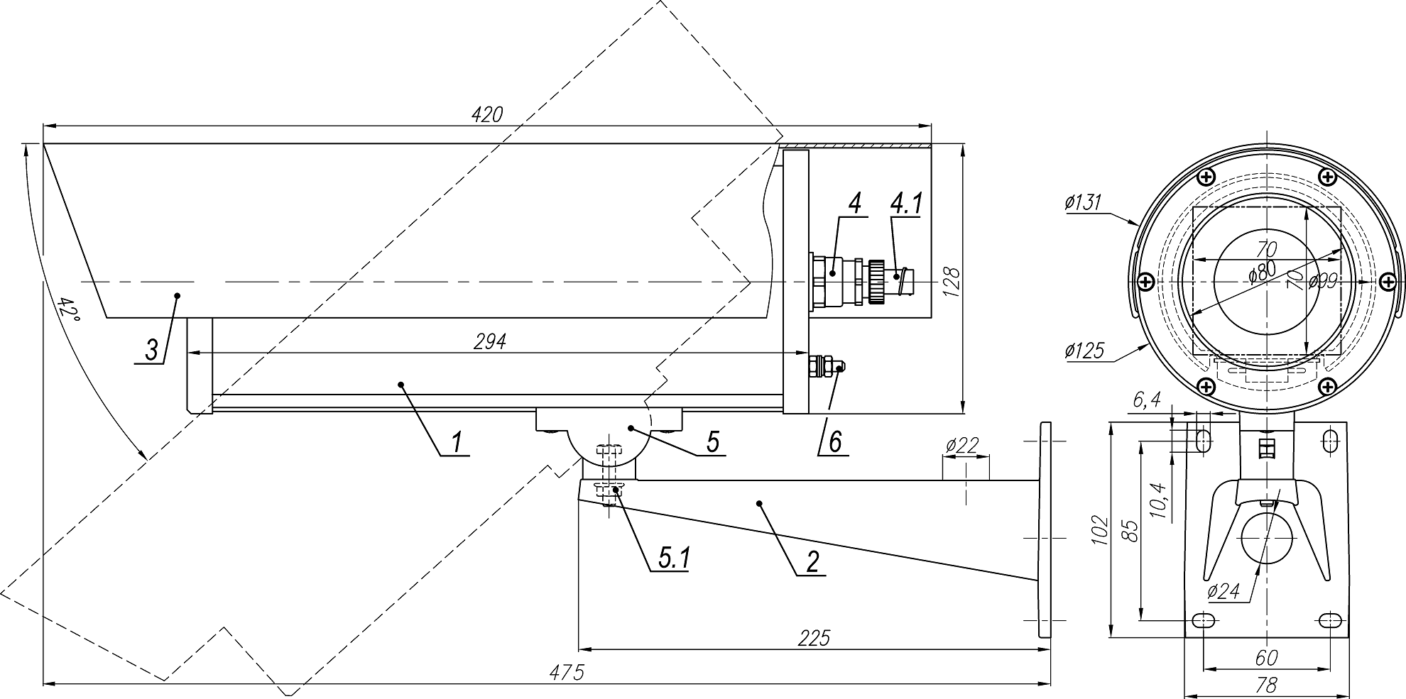 Видеокамера взрывозащищённая сетевая серии «Корунд-ВБ Смарт»ТВК-65-IP-4Г-V550-220VAC-МК Ex. Изображение  1 Видеокамера взрывозащищённая сетевая серии «Корунд-ВБ Смарт»ТВК-65-IP-4Г-V550-220VAC-МК Ex. Изображение  1