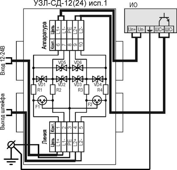 Устройство защиты оборудования в линиях систем сигнализации УЗЛ-СД-12 исп.1. Изображение 1 Устройство защиты оборудования в линиях систем сигнализации УЗЛ-СД-12 исп.1. Изображение 1