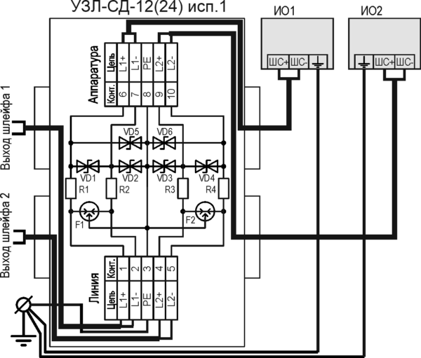 Устройство защиты оборудования в линиях систем сигнализации УЗЛ-СД-12 исп.1. Изображение 1 Устройство защиты оборудования в линиях систем сигнализации УЗЛ-СД-12 исп.1. Изображение 1