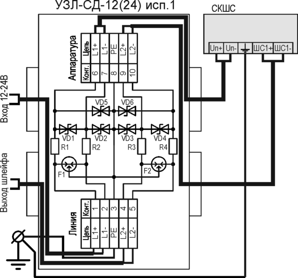 Устройство защиты оборудования в линиях систем сигнализации УЗЛ-СД-12 исп.1. Изображение 1 Устройство защиты оборудования в линиях систем сигнализации УЗЛ-СД-12 исп.1. Изображение 1