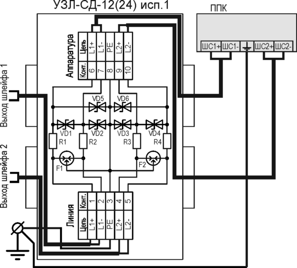 Устройство защиты оборудования в линиях систем сигнализации УЗЛ-СД-12 исп.1. Изображение 1 Устройство защиты оборудования в линиях систем сигнализации УЗЛ-СД-12 исп.1. Изображение 1