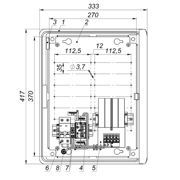 Термошкаф ТШП-33.42.20.100. Изображение 1 Устройство ТШП-33.42.20.100 дверь открыта на 90°