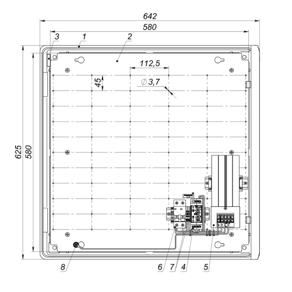 Термошкаф ТШП-60.60.26.300. Изображение 1 Устройство ТШП-60.60.26.300 (дверь открыта на 90°)