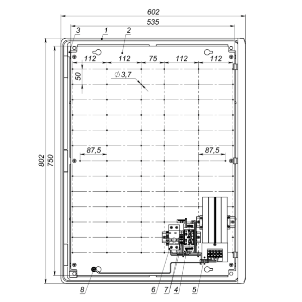 Термошкаф ТШП-60.80.27.300. Изображение 1 Устройство ТШП-60.80.27.30 (дверь открыта на 90°)