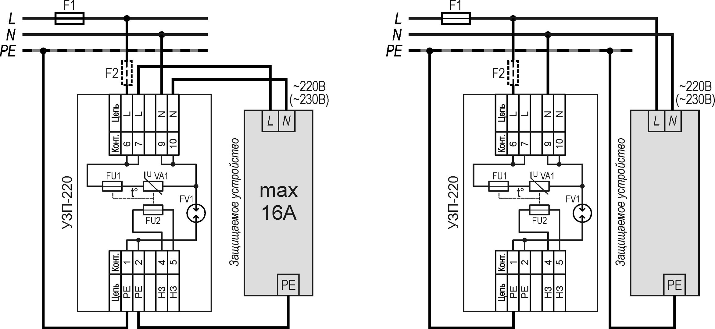 Устройство защиты электропитания 230 В AC УЗП-220. Изображение  1 Устройство защиты электропитания 230 В AC УЗП-220. Изображение  1