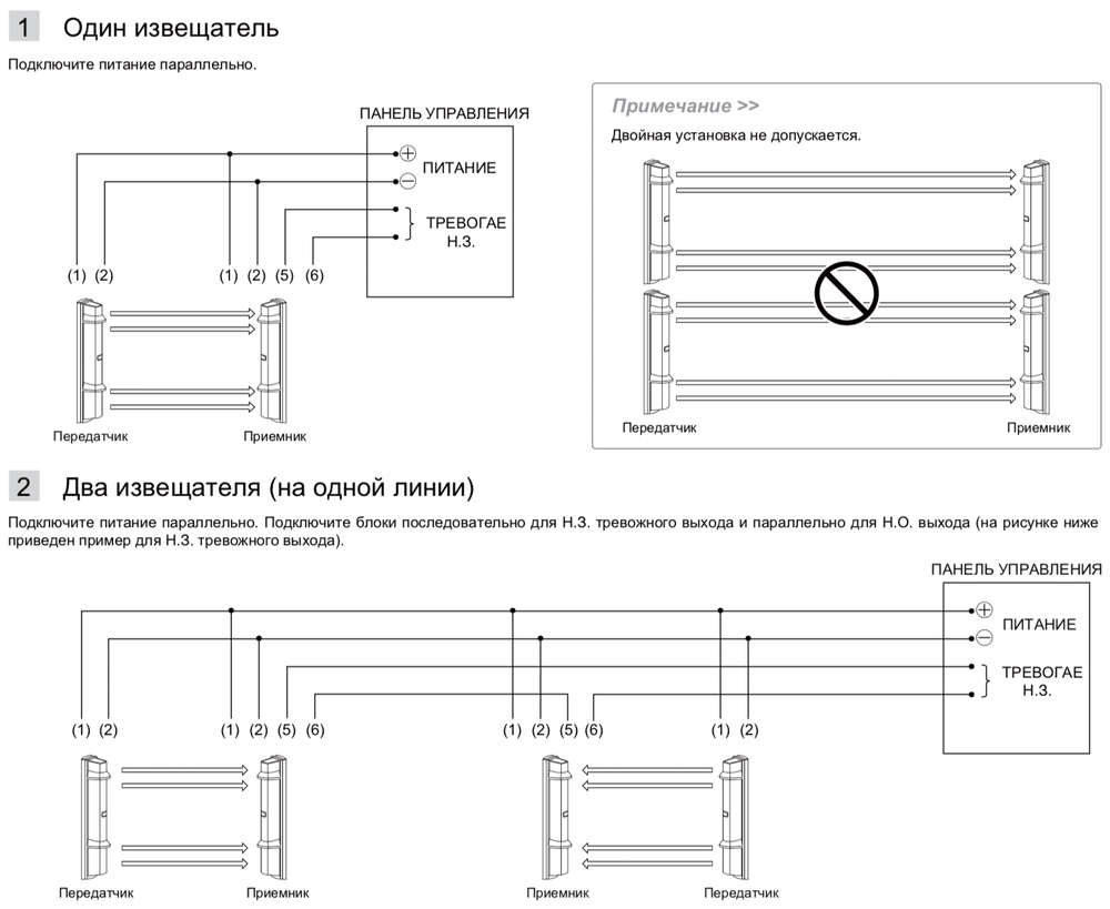 SL-200QN. Изображение 1 Схемы подключения OPTEX SL-200QN