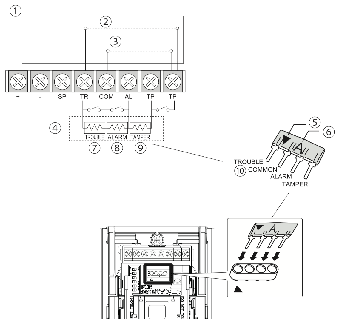 VXS-DAM. Изображение 1 Схема подключения OPTEX VXS-DAM