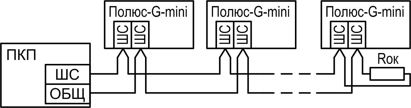 Схема подключения Полюс-G-mini к ППКОП Извещатель охранный наклона и удара Полюс-G mini. Изображение 1
