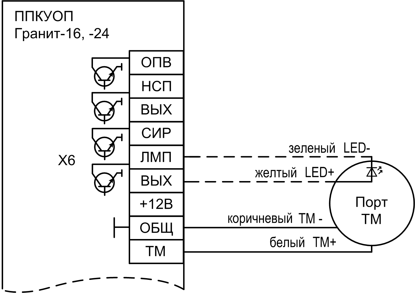 Схема подключения порта Touch Memory к ППКУОП «Гранит-16,-24» Считыватель Порт TM вер.3. Изображение 1