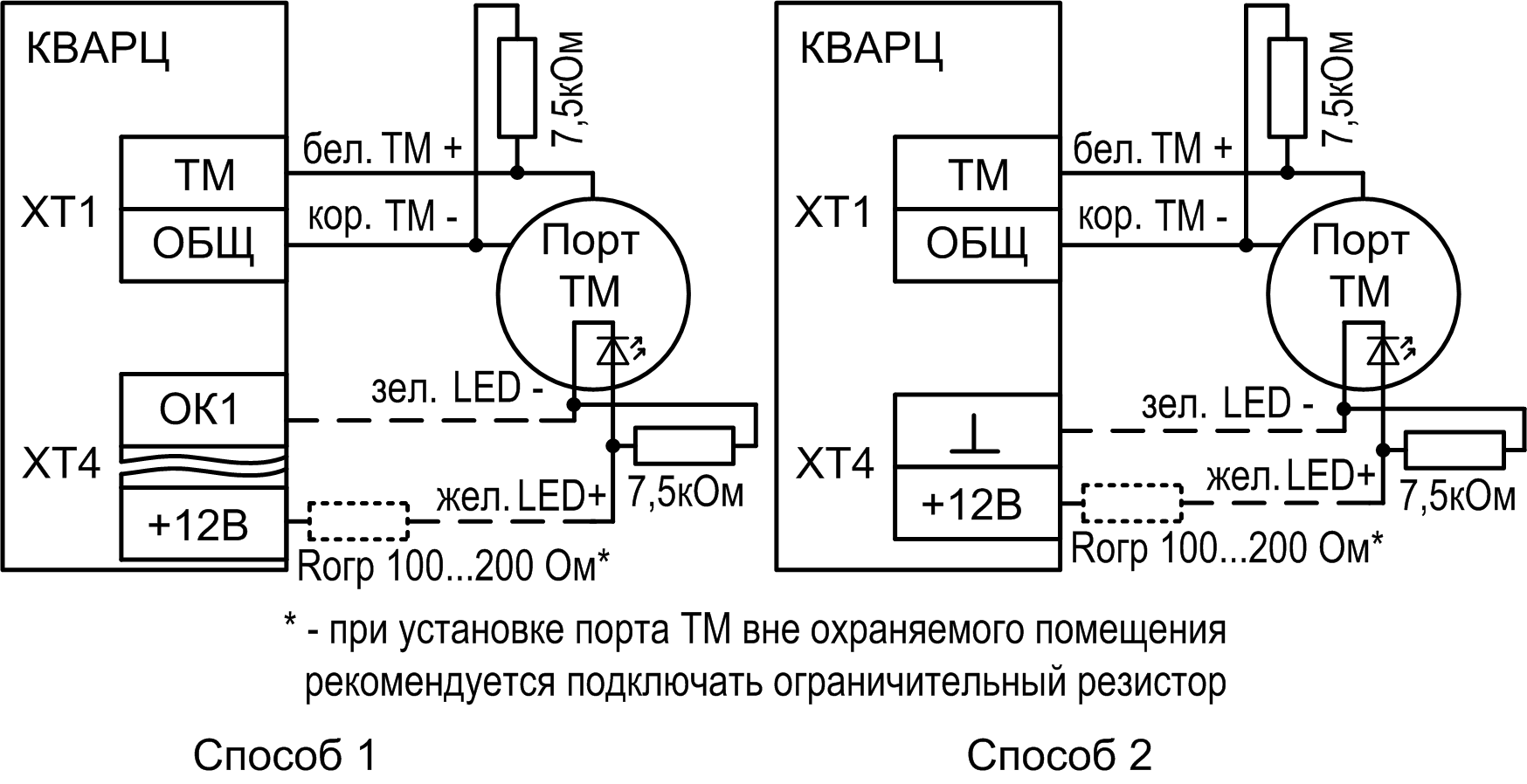 Схема подключения порта Touch Memory к приборам «Кварц» вар.1 и 2 Считыватель Порт TM вер.3. Изображение 1