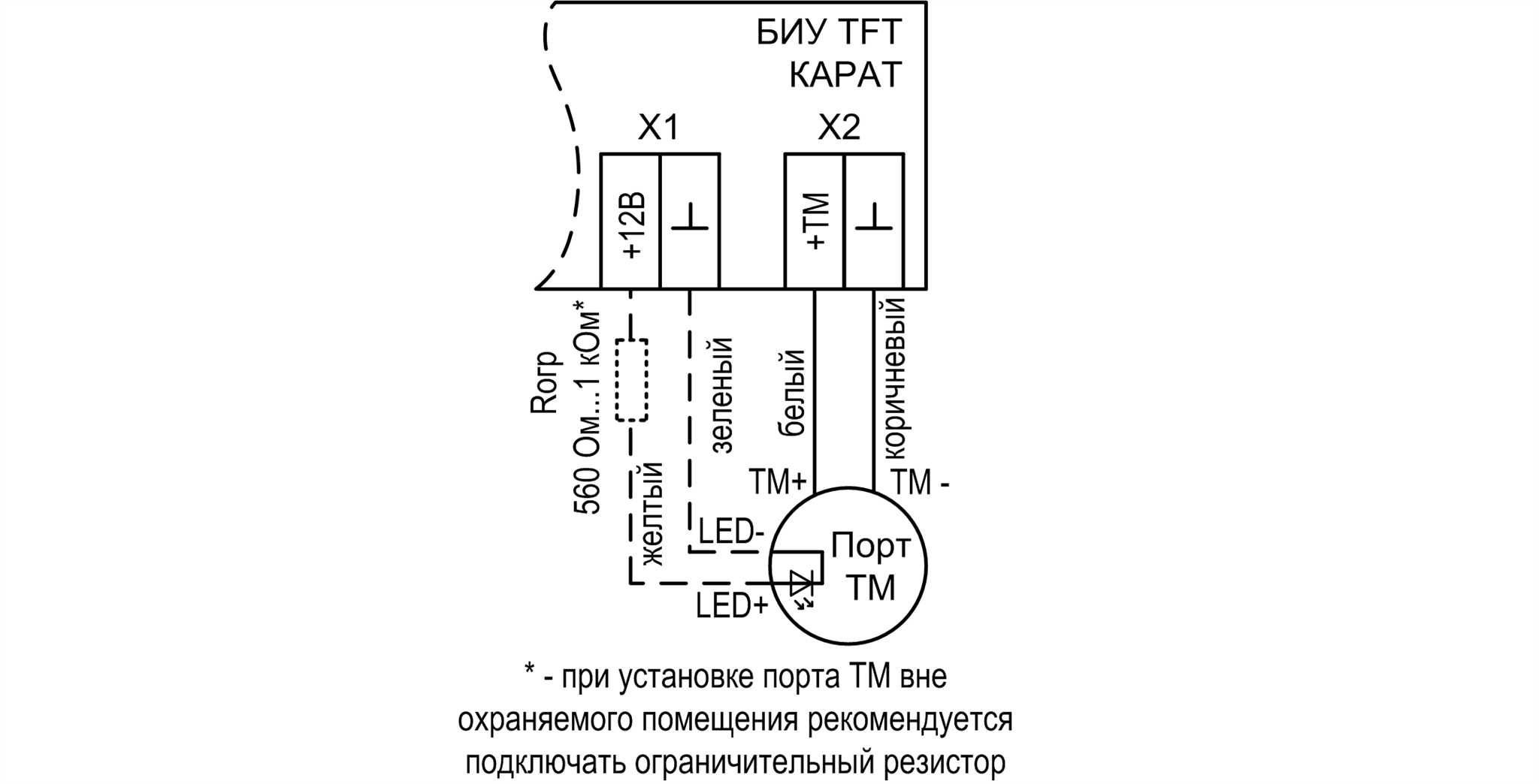 Схема подключения порта Touch Memory к БИУ TFT «Карат» Считыватель Порт TM вер.3. Изображение 1