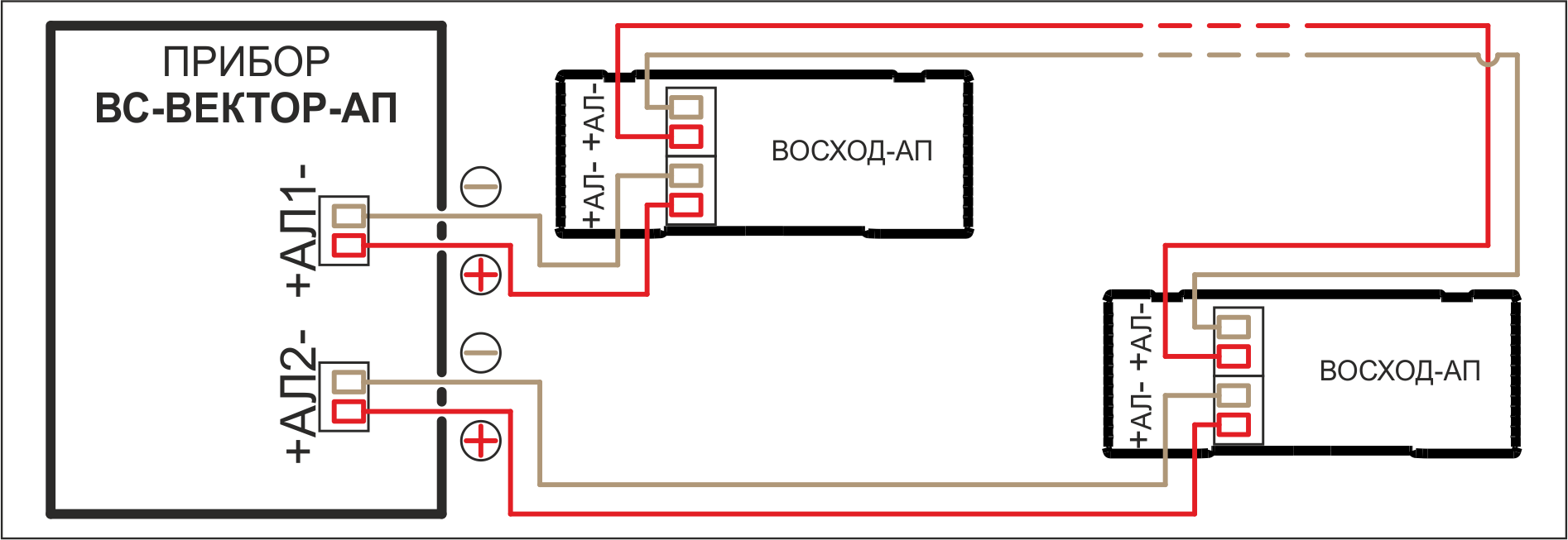 Схема подключения Оповещатель световой адресный ВОСХОД-АП-01. Изображение 1