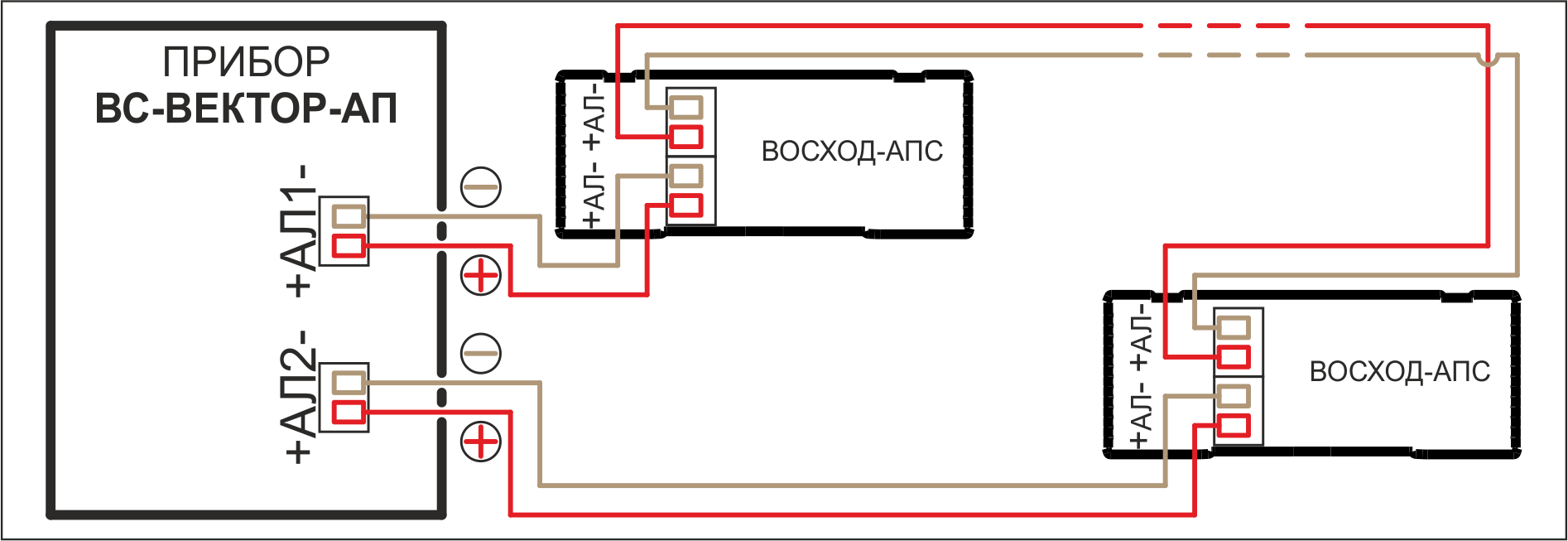 Схема подключения Оповещатель световой адресный ВОСХОД-АПС-01. Изображение 1